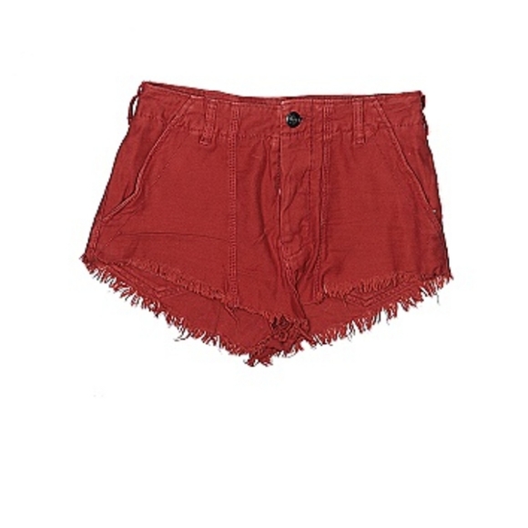 Free People Shorts Free People Midrise Cotton Frayed Shorts Burnt